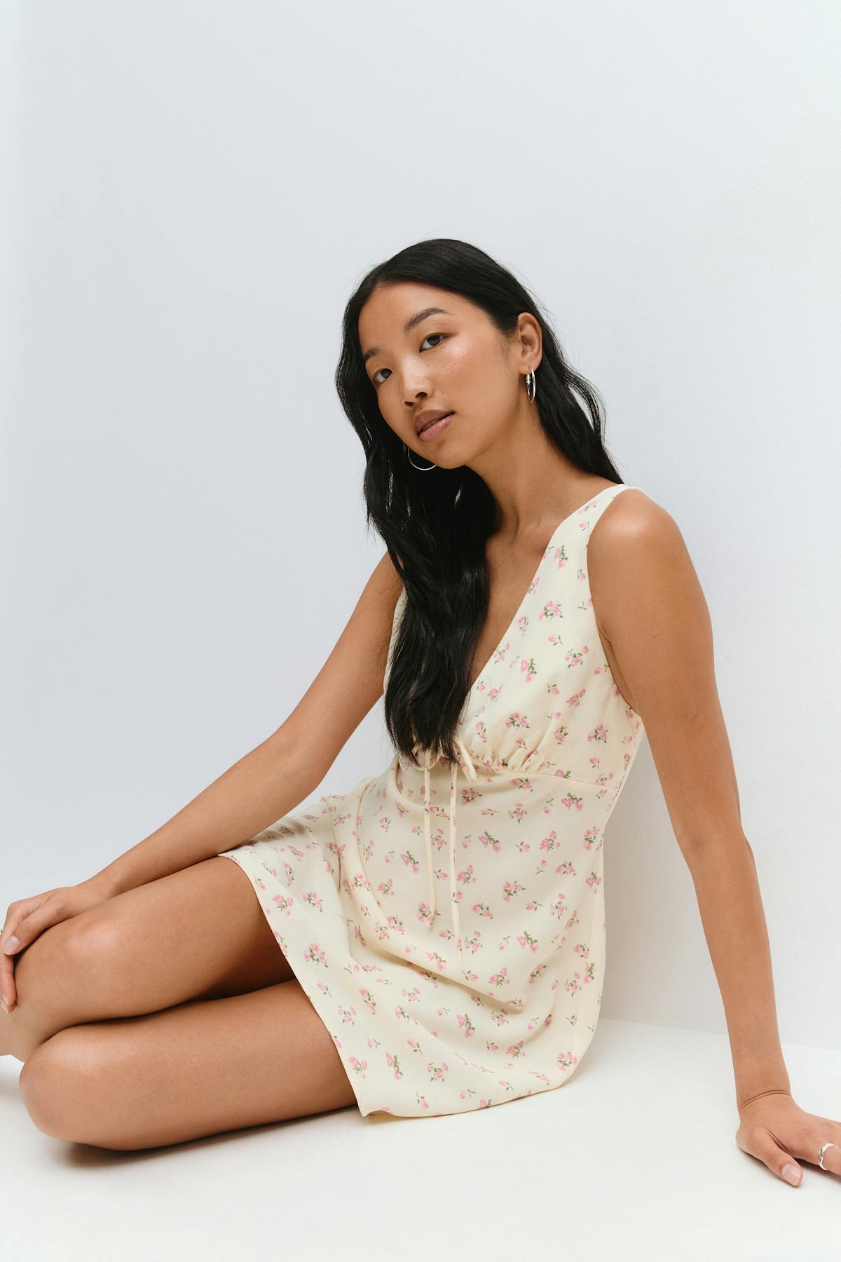 Mini slip dress - Yellow flower