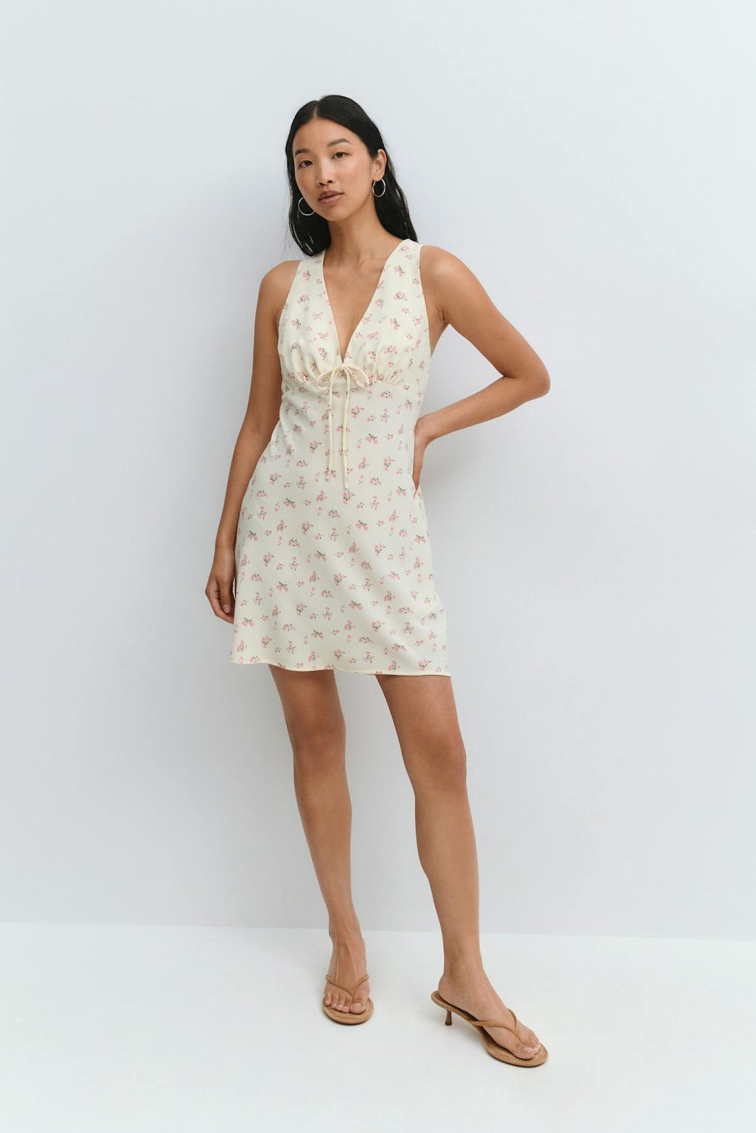 Mini slip dress - Yellow flower