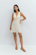 Mini slip dress - Yellow flower