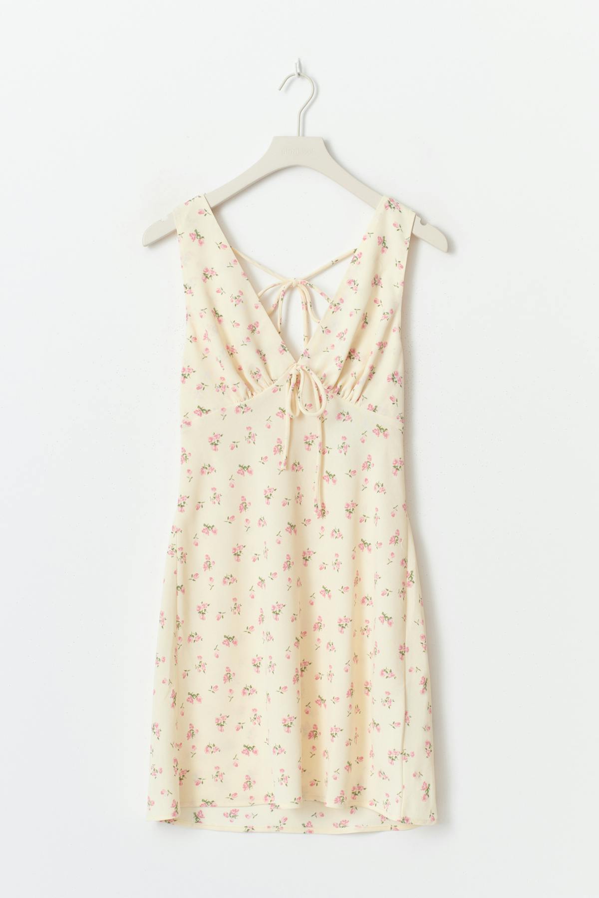 Mini slip dress - Yellow flower