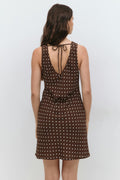 Mini slip dress - Brown dot aop