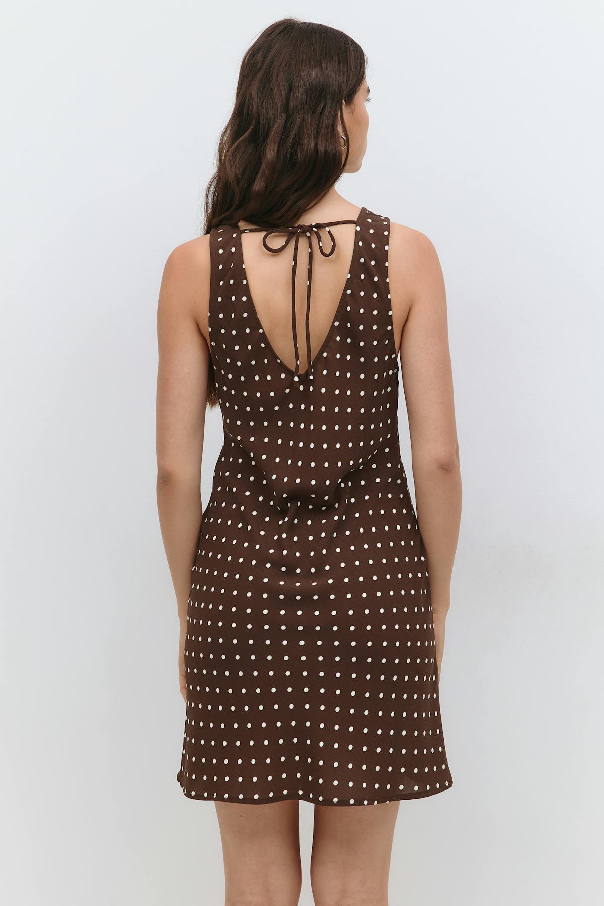 Mini slip dress - Brown dot aop