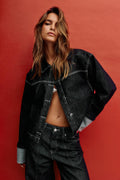 Fold up denim jacket - Black rinse