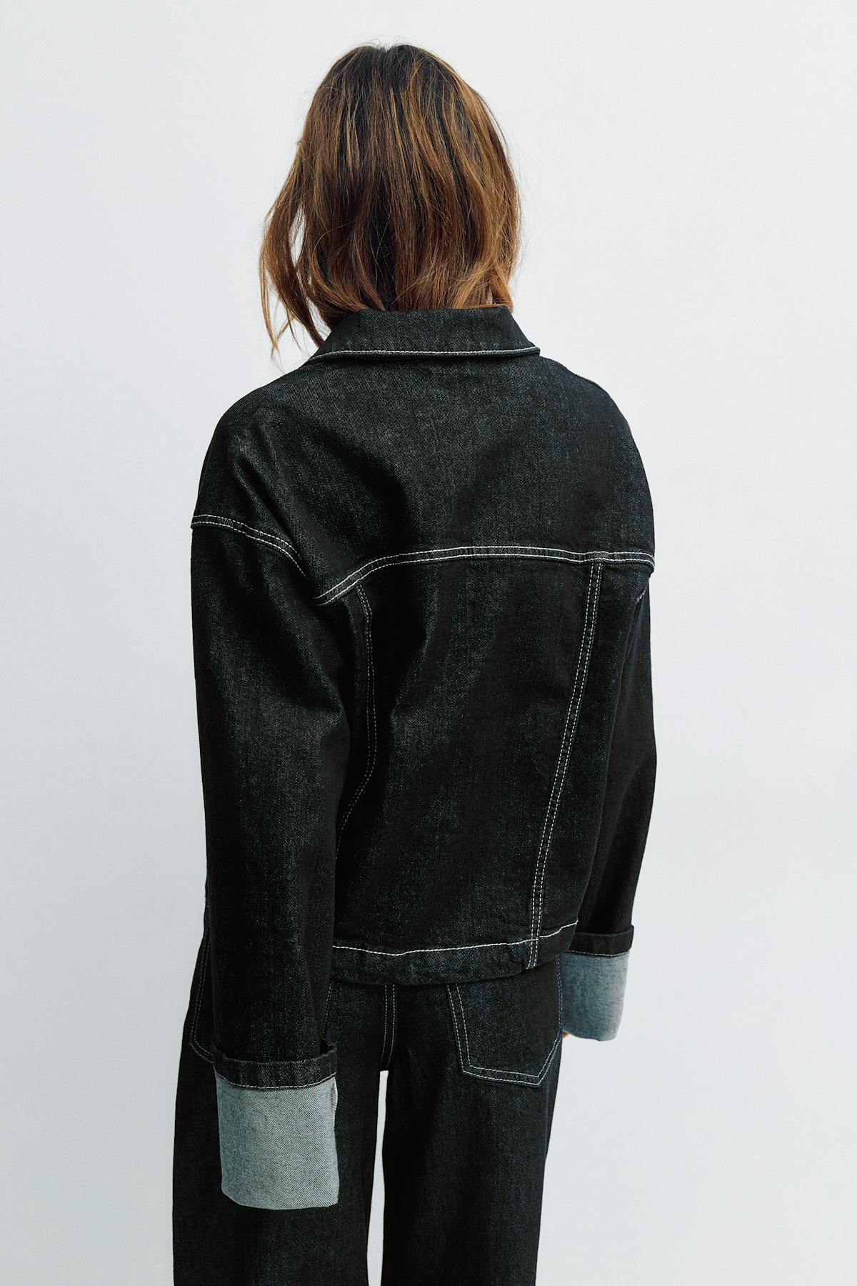 Fold up denim jacket - Black rinse