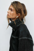 Fold up denim jacket - Black rinse