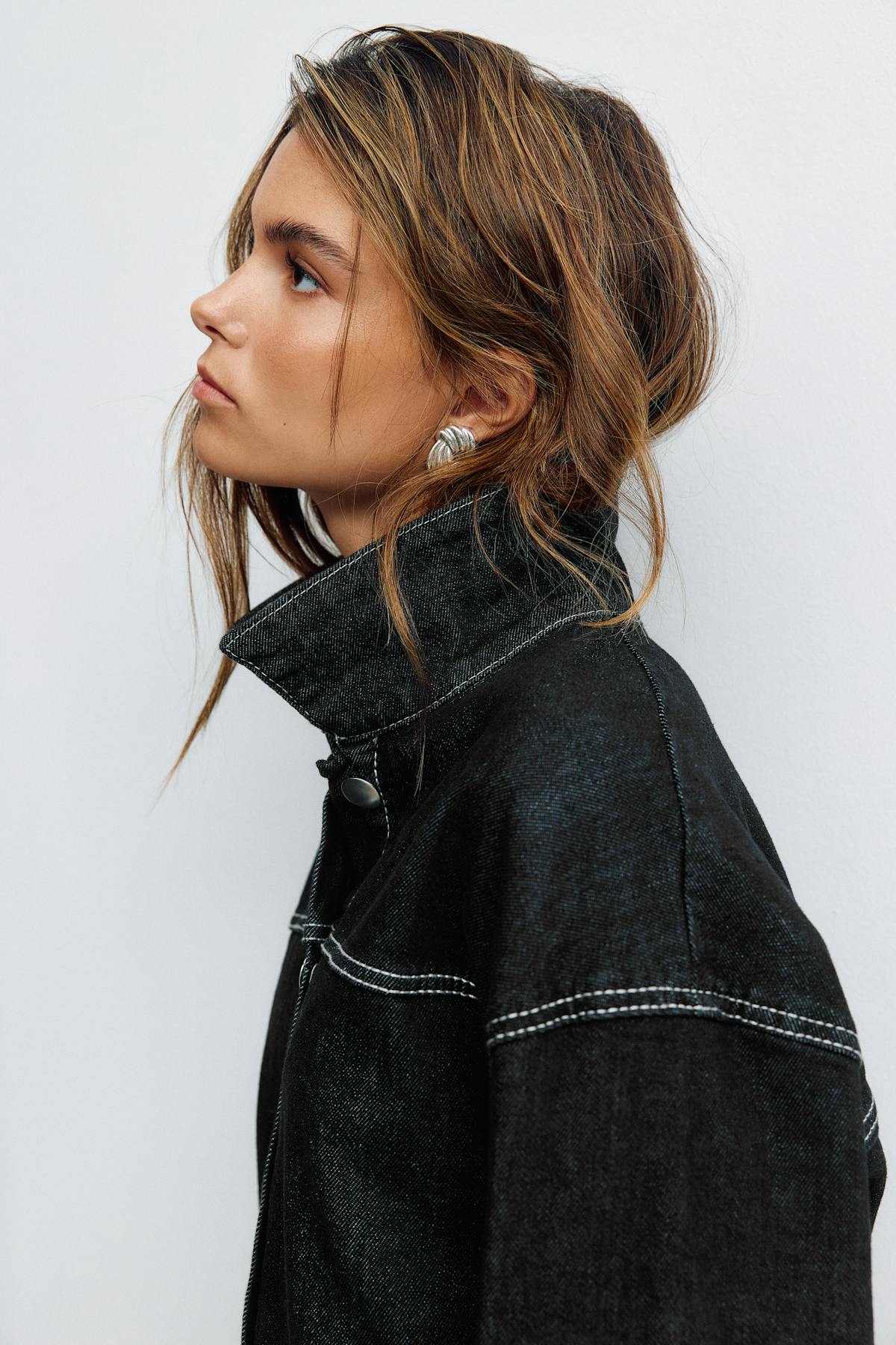 Fold up denim jacket - Black rinse