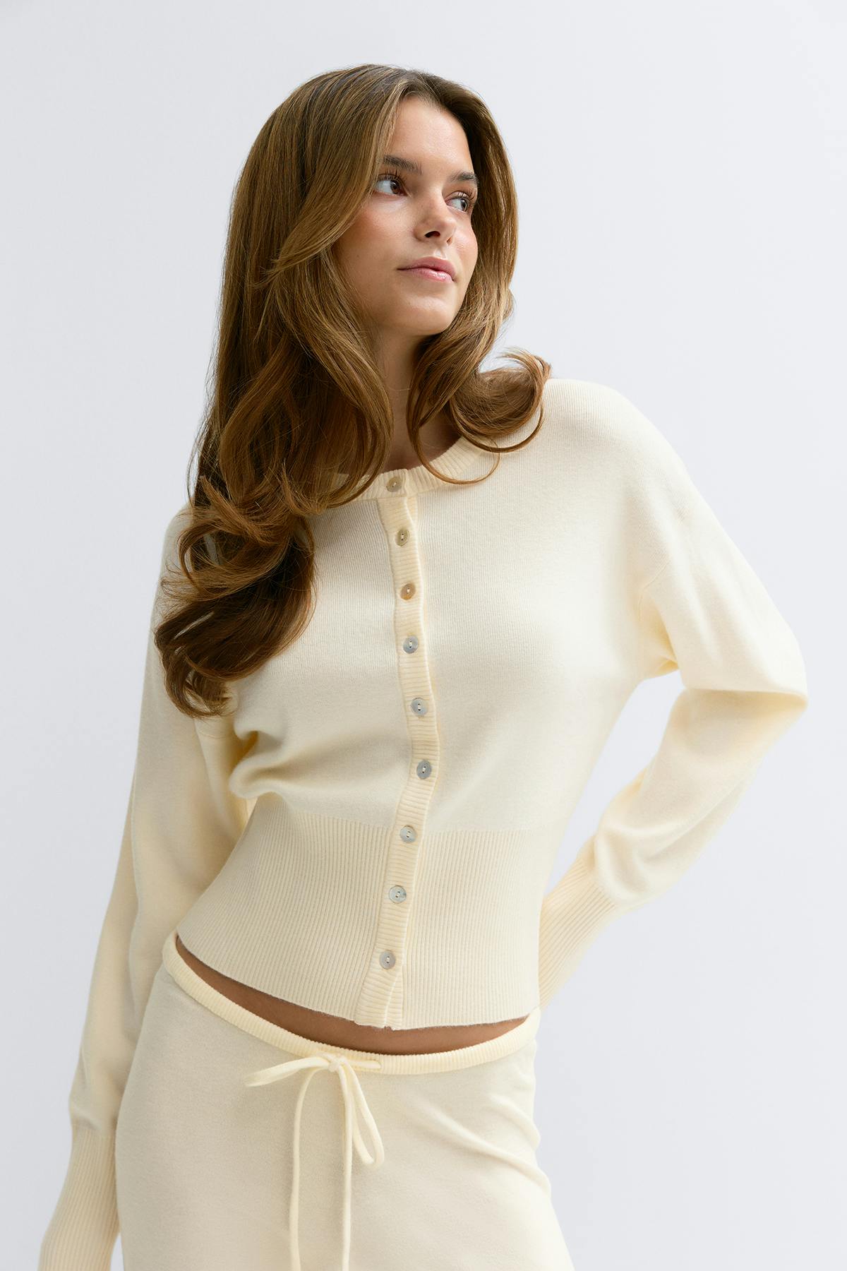 Knitted loungewear cardigan - Rose