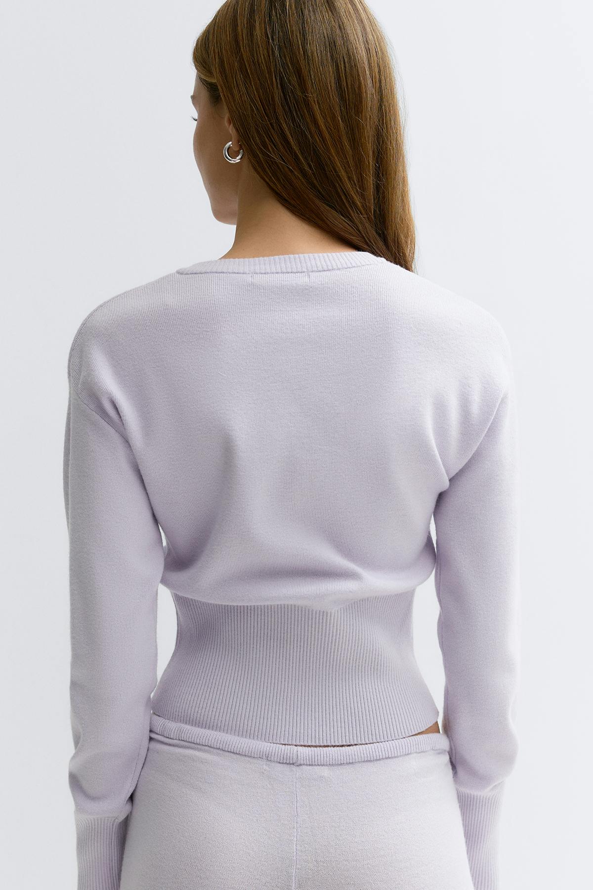 Knitted loungewear cardigan - Dusty purple