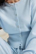 Knitted loungewear cardigan - Bleu clair