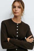 Knitted loungewear cardigan - Seal brown