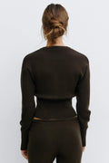 Knitted loungewear cardigan - Seal brown