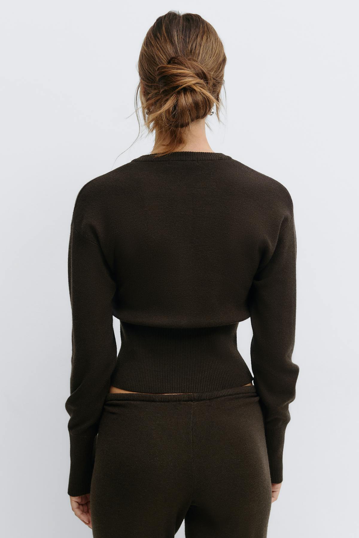 Knitted loungewear cardigan - Seal brown