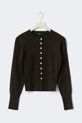 Knitted loungewear cardigan - Seal brown
