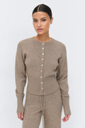 Knitted loungewear cardigan - Dusty purple