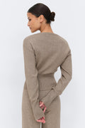 Knitted loungewear cardigan - Brown melange