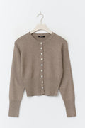 Knitted loungewear cardigan - Brown melange