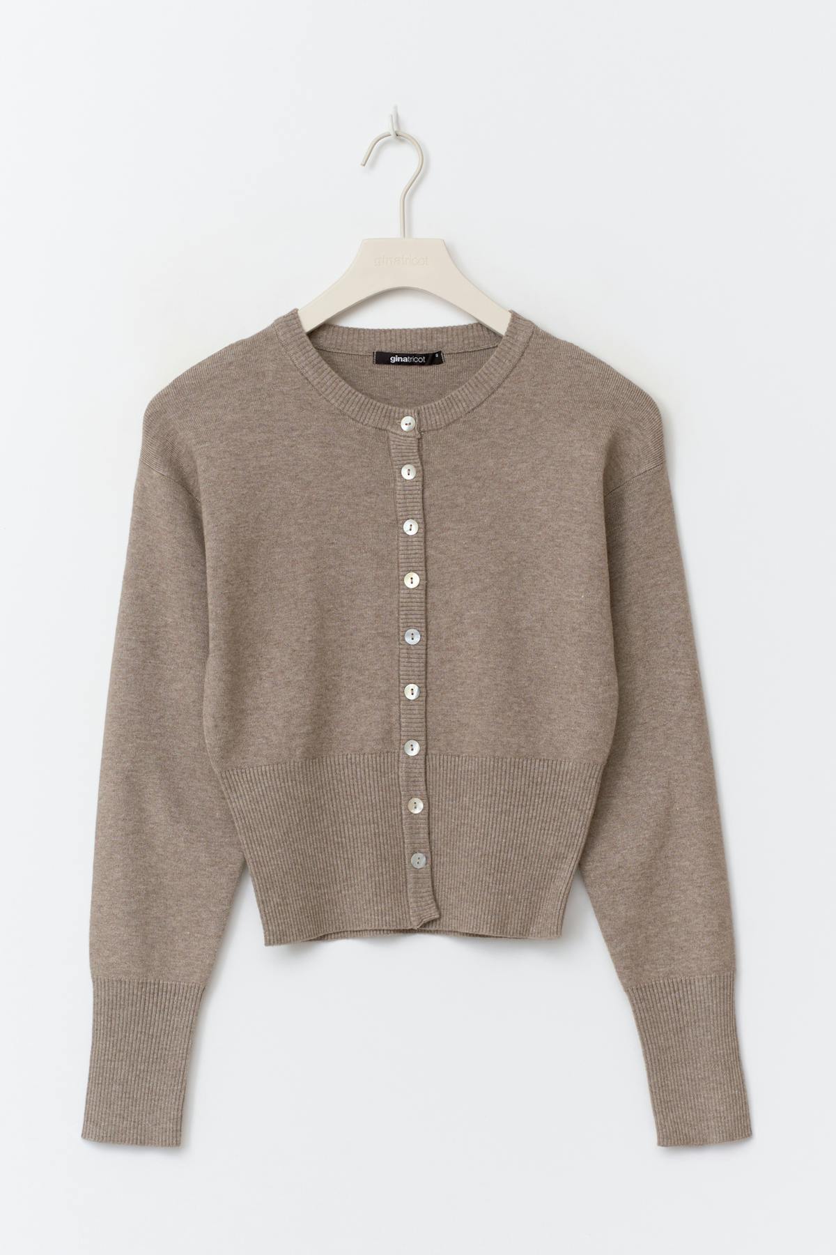 Knitted loungewear cardigan - Brown melange