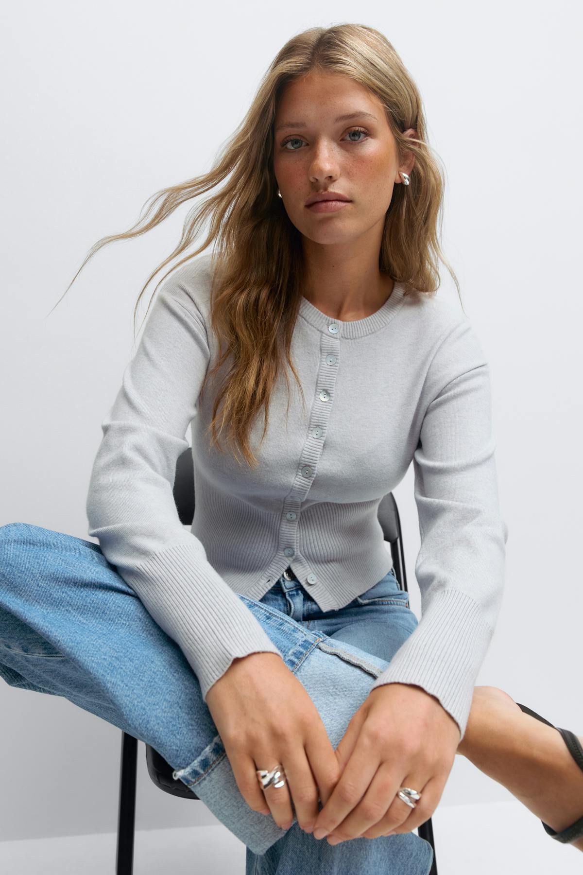 Knitted loungewear cardigan - Gardenia