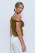 Asymmetric micro top - Olive green