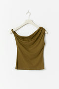 Asymmetric micro top - Olive green