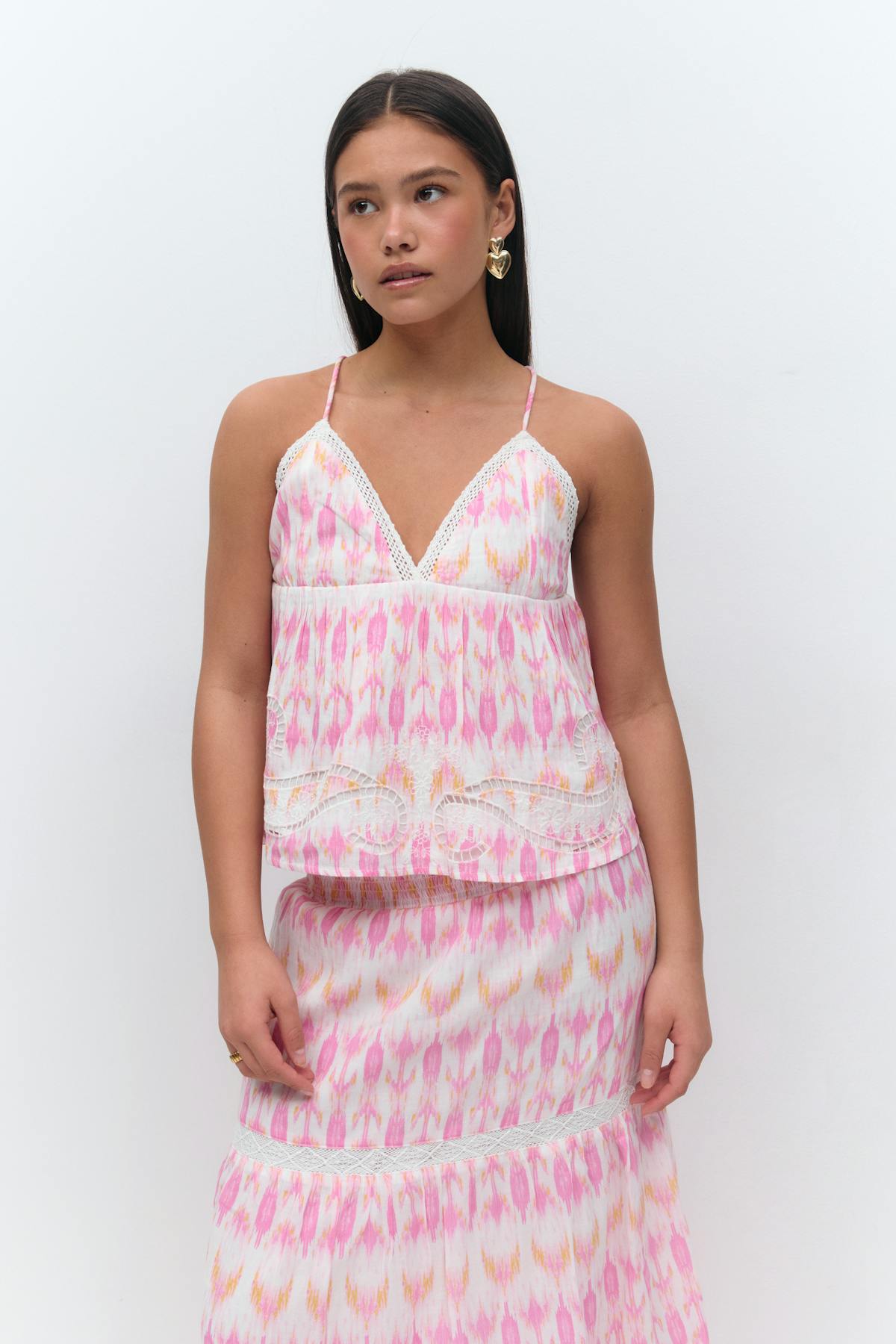 Y triangle singlet - Pink/aop