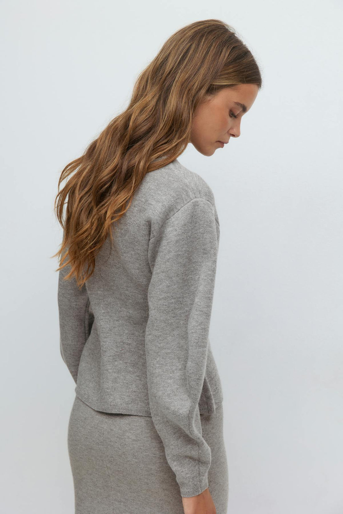 Sculpted knitted top - Mid grey mel