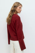 Knitted collar sweater - Lt grey melange