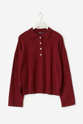 Knitted collar sweater - Lt grey melange