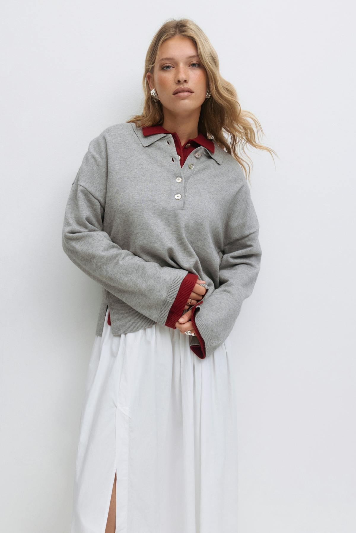 Knitted collar sweater - Multicolore