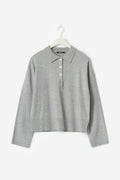 Knitted collar sweater - Lt grey melange