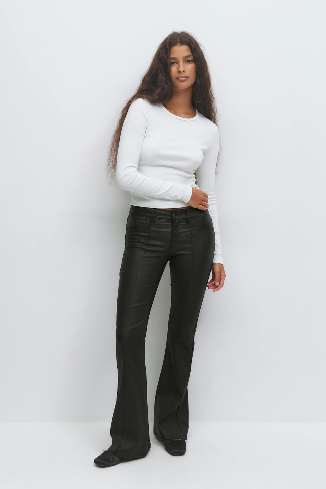 Coated pu flare jeans - Noir