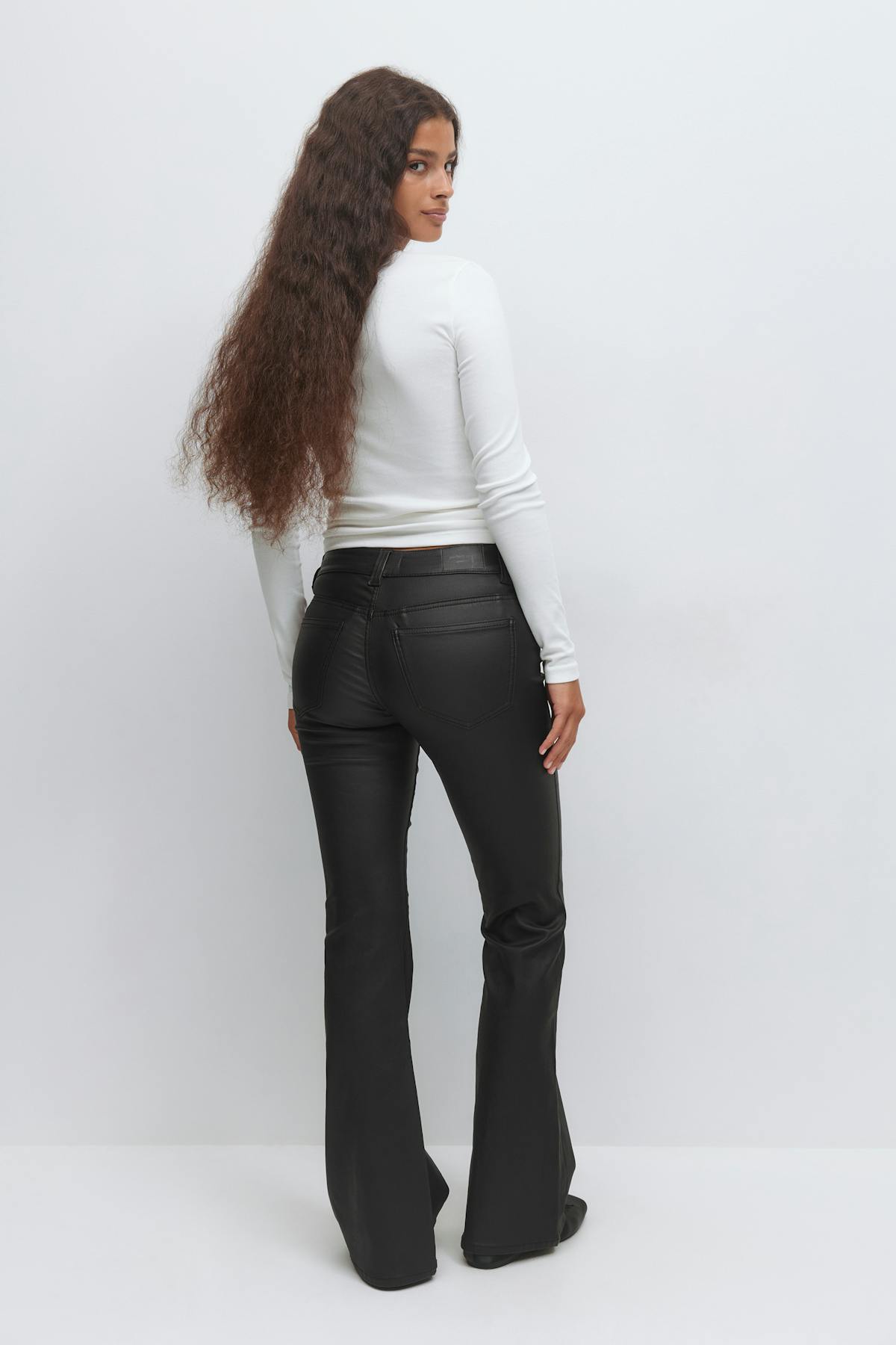 Coated pu flare jeans - Noir