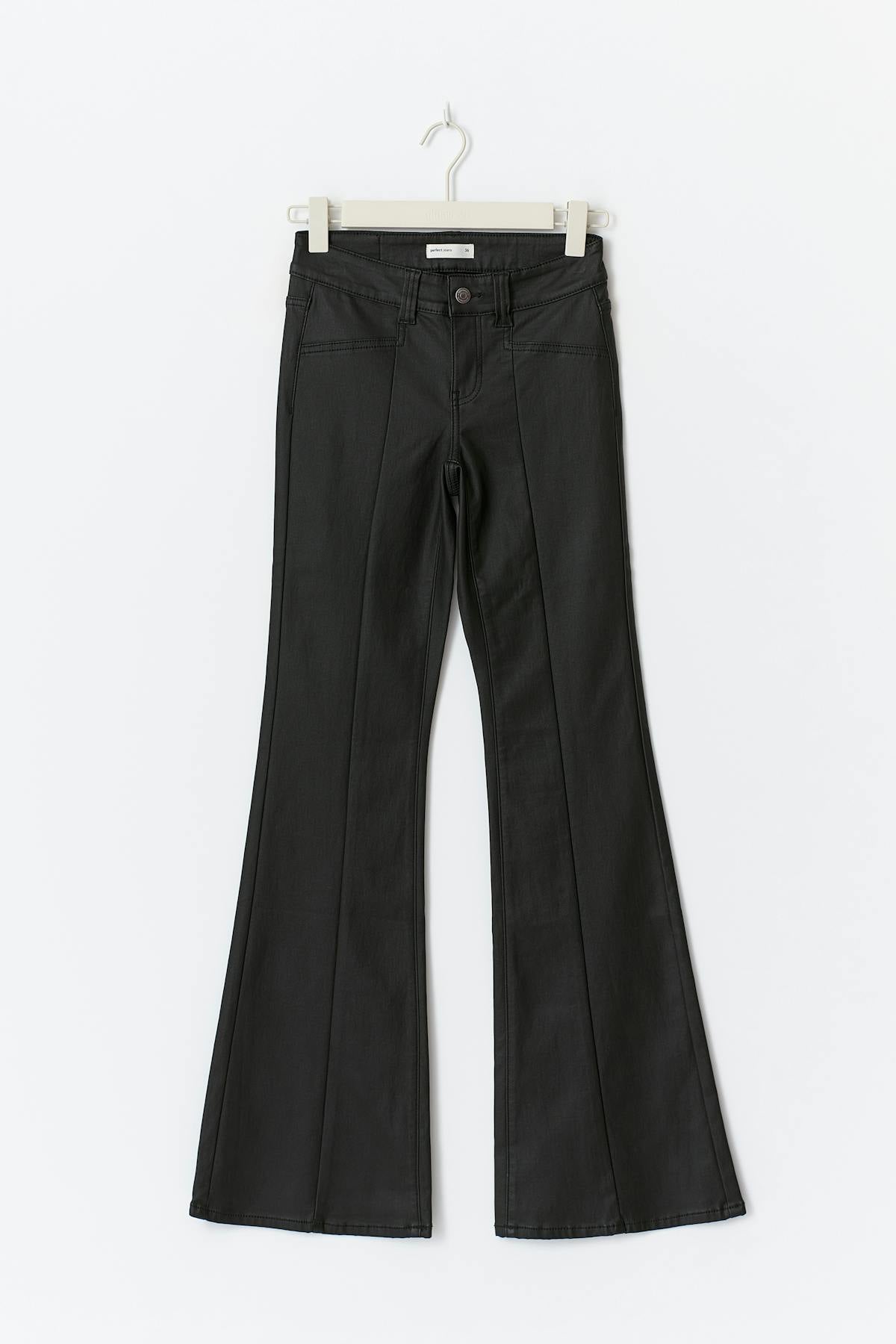 Coated pu flare jeans - Noir