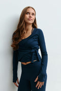 Y sporty wrap top - Bleu marine