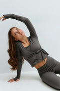 Y sporty wrap top - Gris anthracite