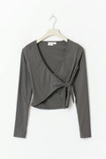 Y sporty wrap top - Gris anthracite