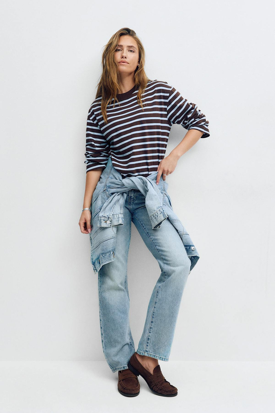 Scandi low straight jeans - Lt vintage blue