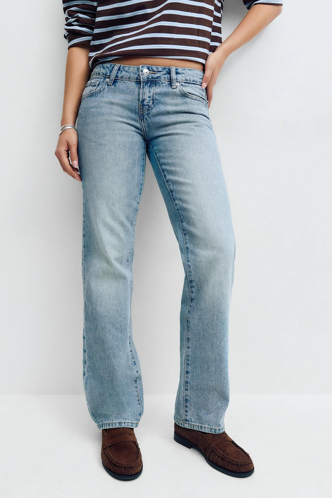 Scandi low straight jeans - Lt vintage blue
