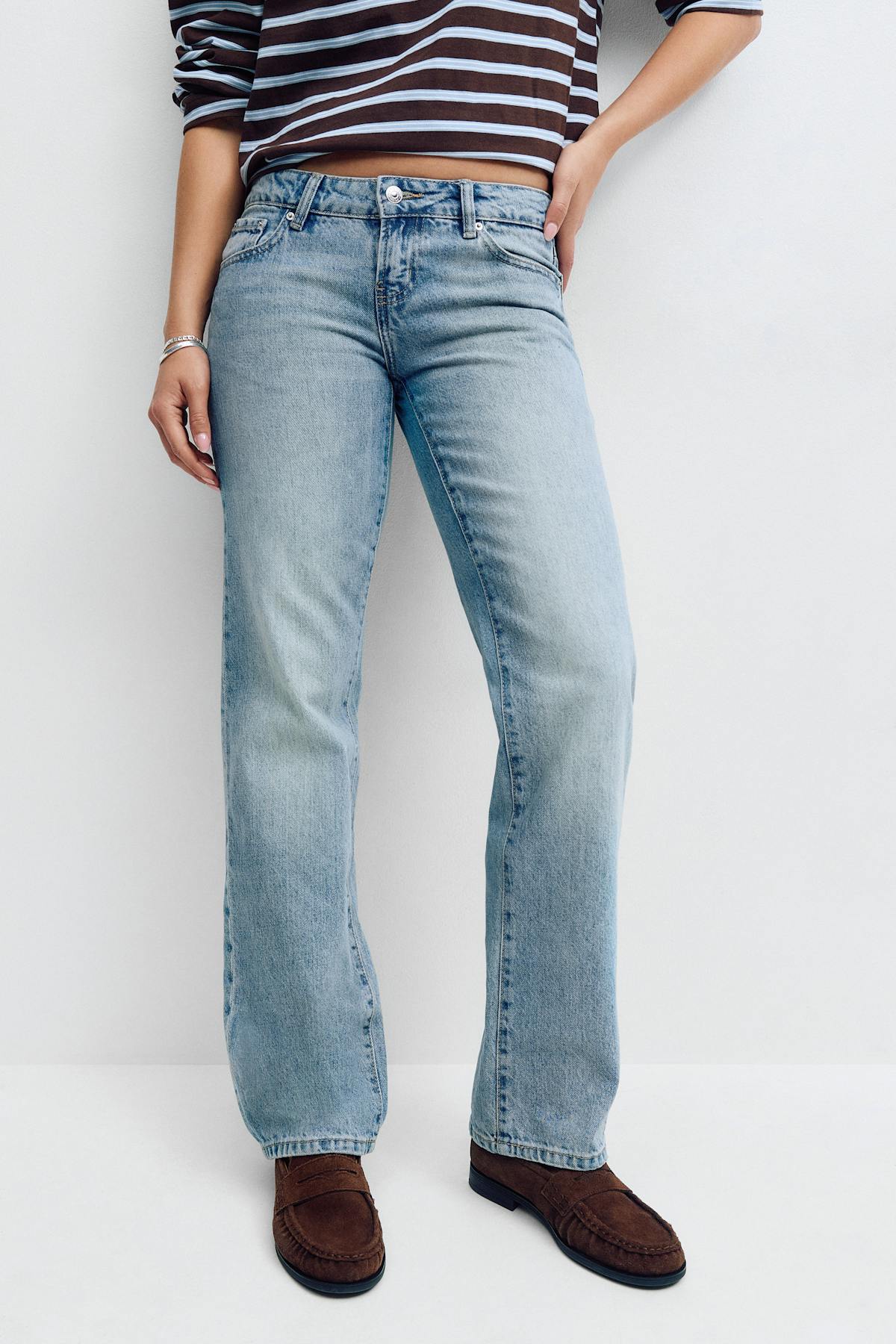 Scandi low straight jeans - Lt vintage blue