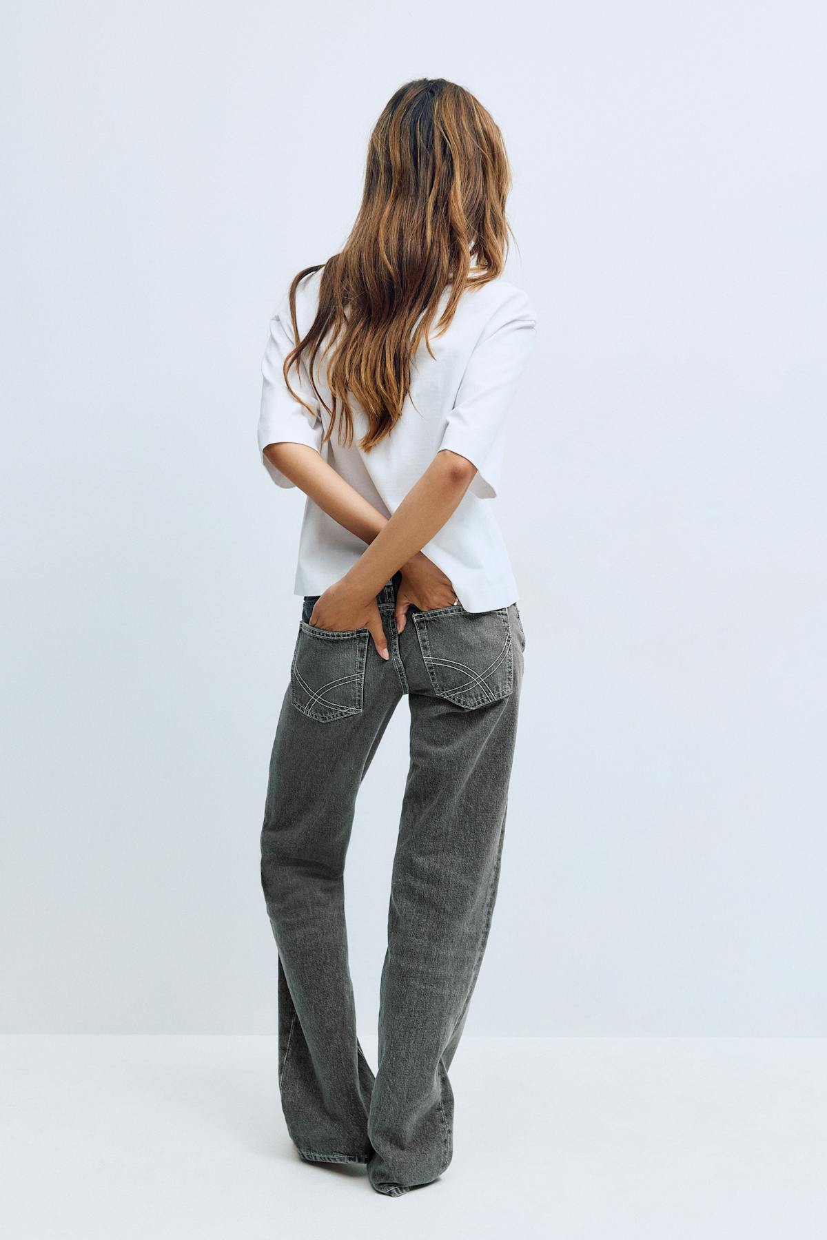 Scandi low straight jeans - Lt vintage blue