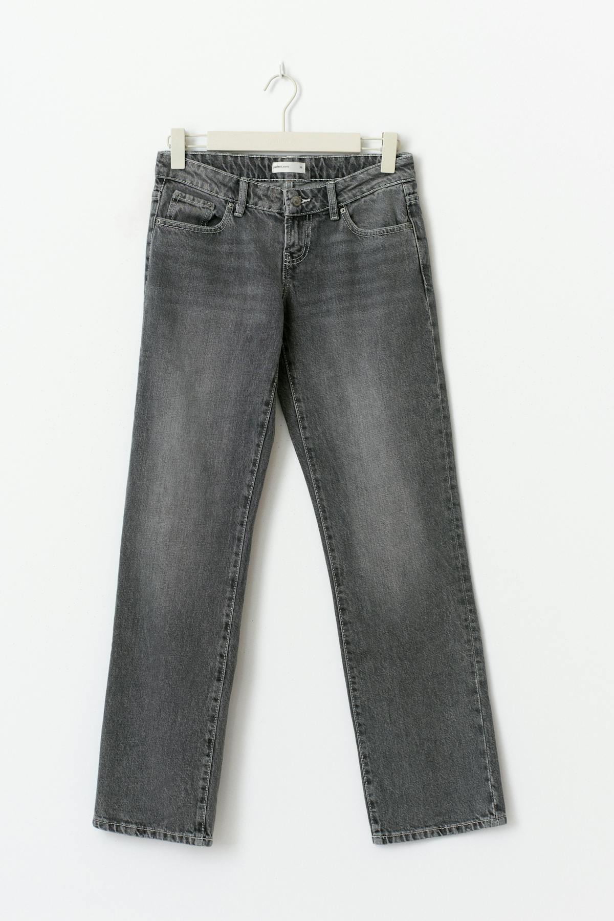 Scandi low straight jeans - Gris