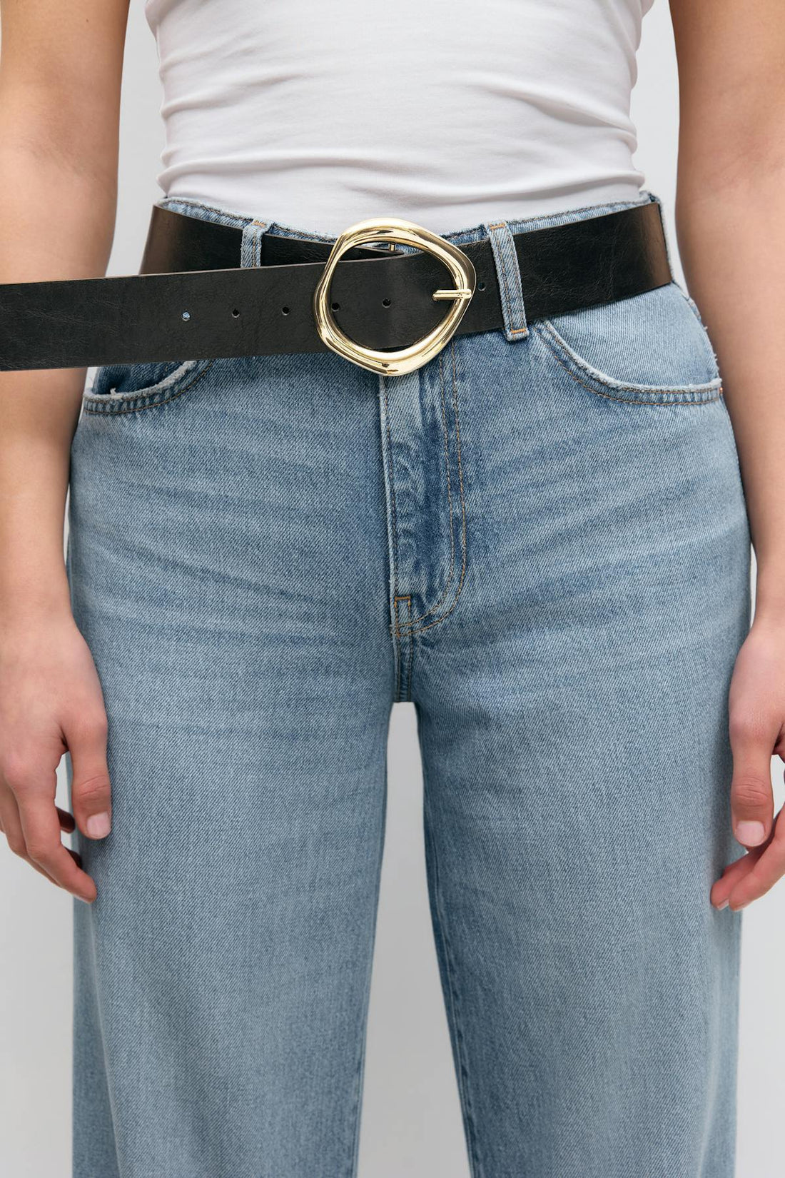 Buckle detail belt - Black/gold