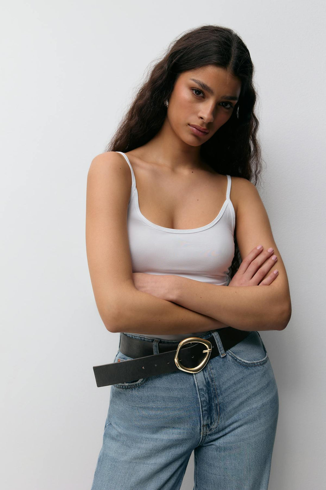 Buckle detail belt - Black/gold
