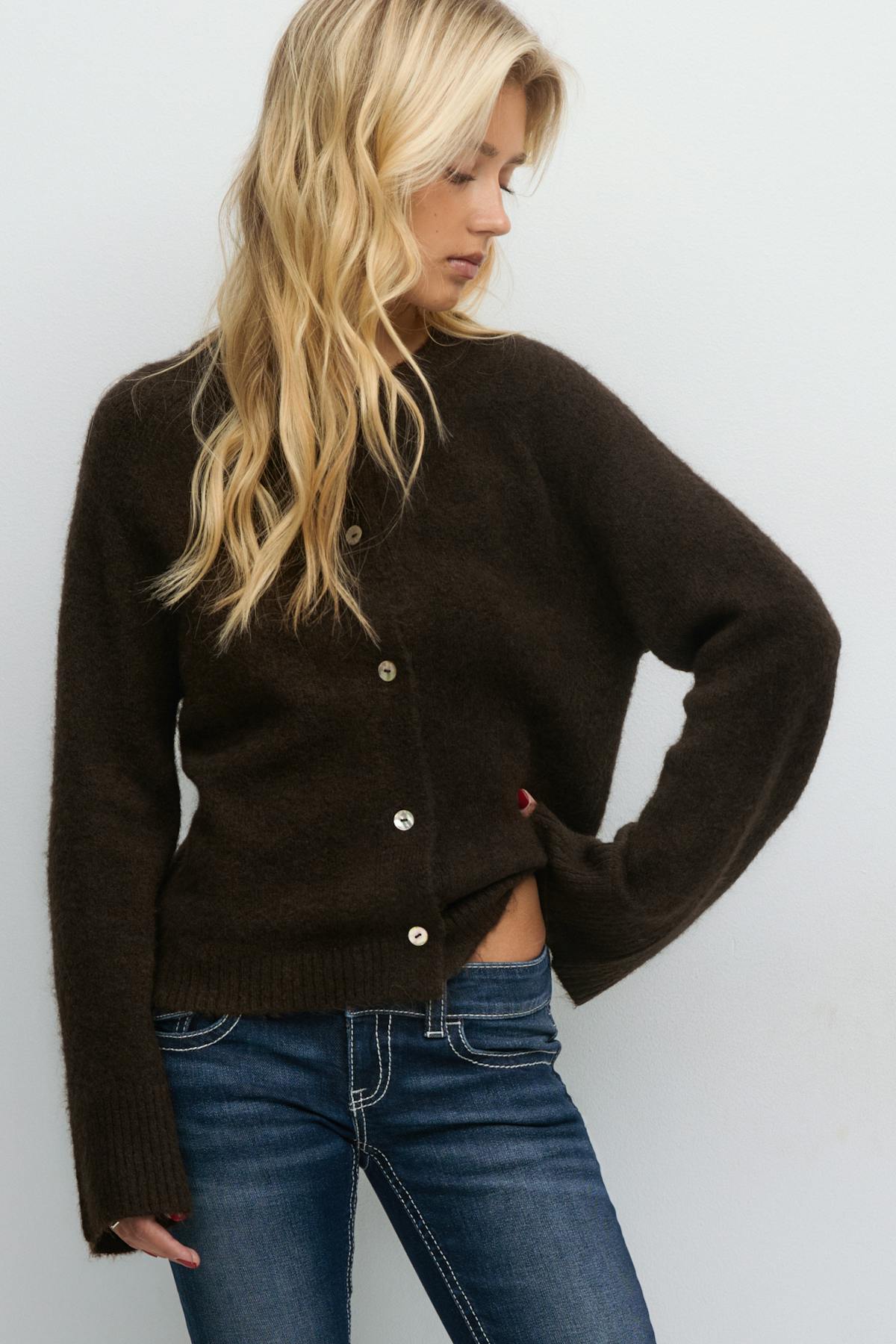 14+ knitted cardigan - Chocolate brown