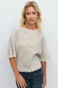 14+ knitted short sleeve top - Oat melange