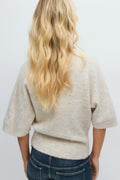 14+ knitted short sleeve top - Oat melange