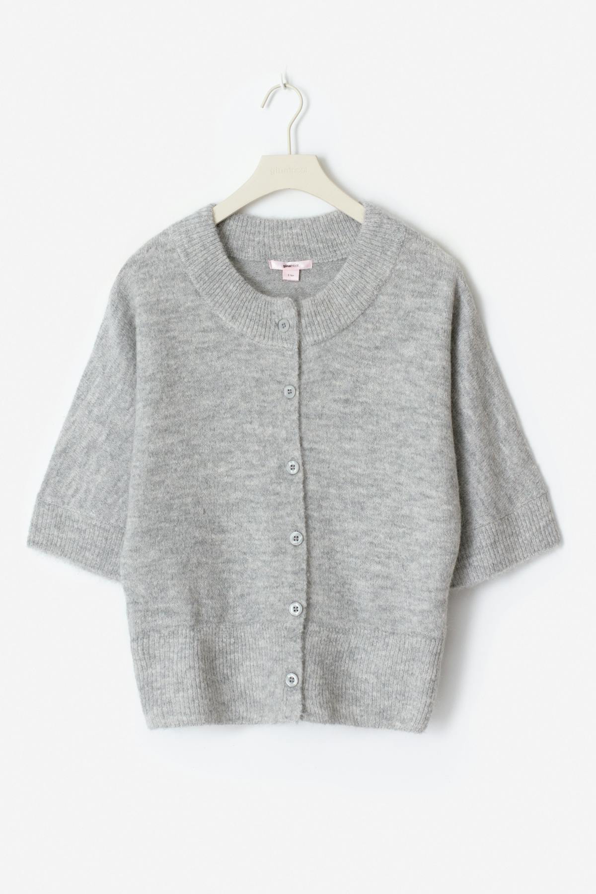 14+ knitted short sleeve top - Lt grey melange