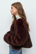 Faux fur jacket - Marron foncé