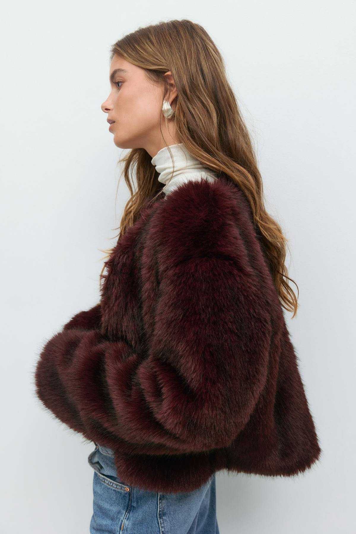 Faux fur jacket - Marron foncé