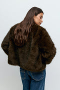 Faux fur jacket - Marron foncé